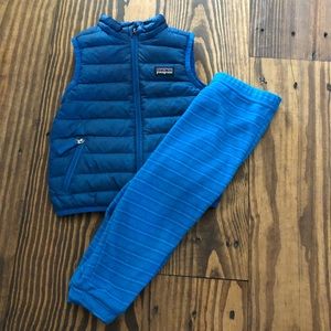 Patagonia puffer vest and fleece pant set